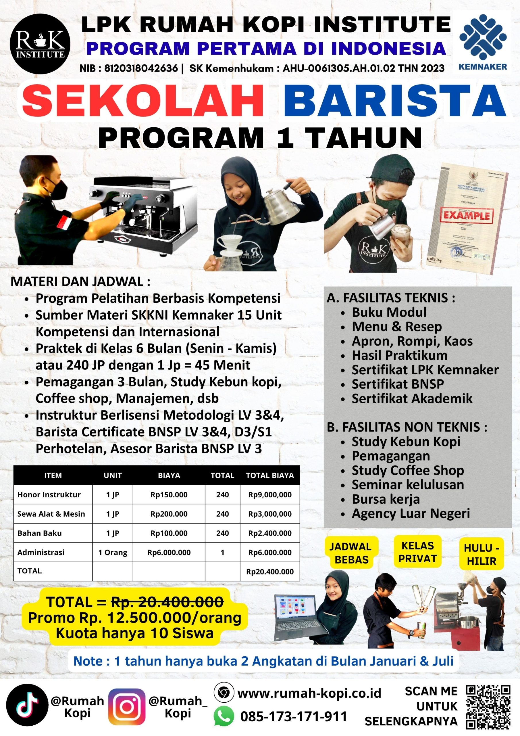 Sekolah Barista 1 Tahun