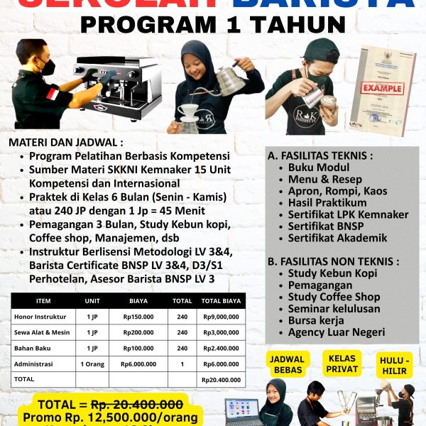 Sekolah Barista 1 Tahun