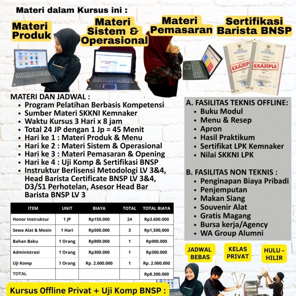Kursus Head Bar Plus Sertifikasi BNSP